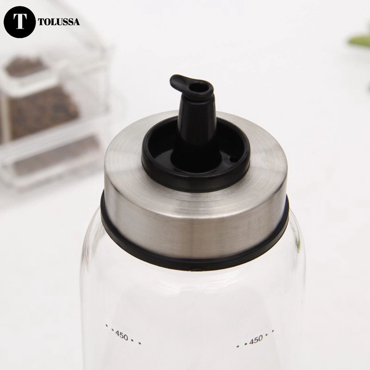 Tolussa Olijfolie Fles 500ML – Oliefles Glas Met Schenktuit – Anti-drup - Incl. Deksel 6 Tolussa Olijfolie Fles 500ML – Oliefles Glas Met Schenktuit – Anti-drup - Incl. Deksel - Afbeelding 4