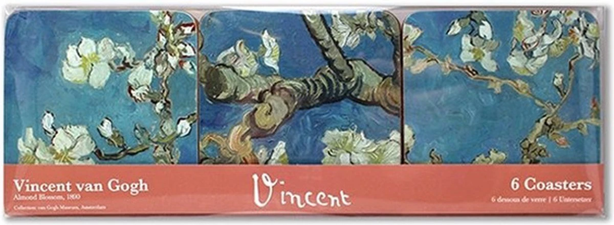 Onderzetters, Set Van 6, Vincent Van Gogh, Amandelbloesem 4 Onderzetters, Set Van 6, Vincent Van Gogh, Amandelbloesem - Afbeelding 2