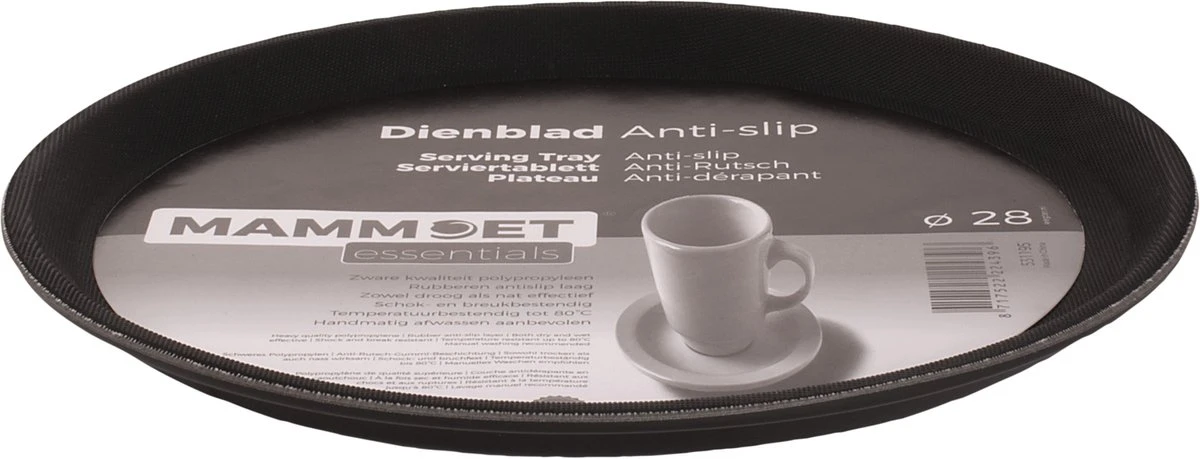 Mammoet Easy Dienblad - 28cm - Polypropyleen - Anti-slip - Zwart 6 Mammoet Easy Dienblad - 28cm - Polypropyleen - Anti-slip - Zwart - Afbeelding 4