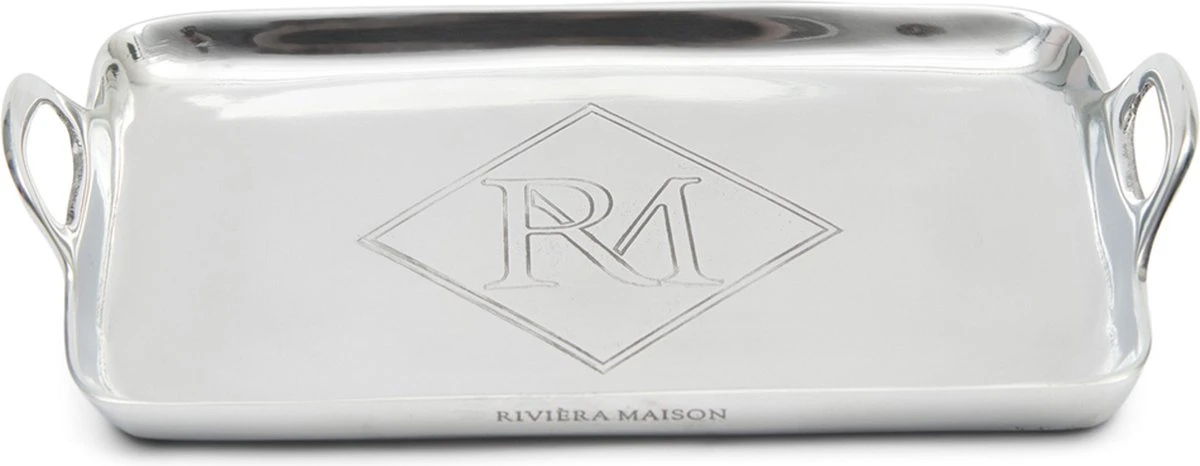 Riviera Maison Dienblad Vierkant - RM Monogram Mini Tray - Zilver - 25x15 Cm 3 Riviera Maison Dienblad Vierkant - RM Monogram Mini Tray - Zilver - 25x15 Cm