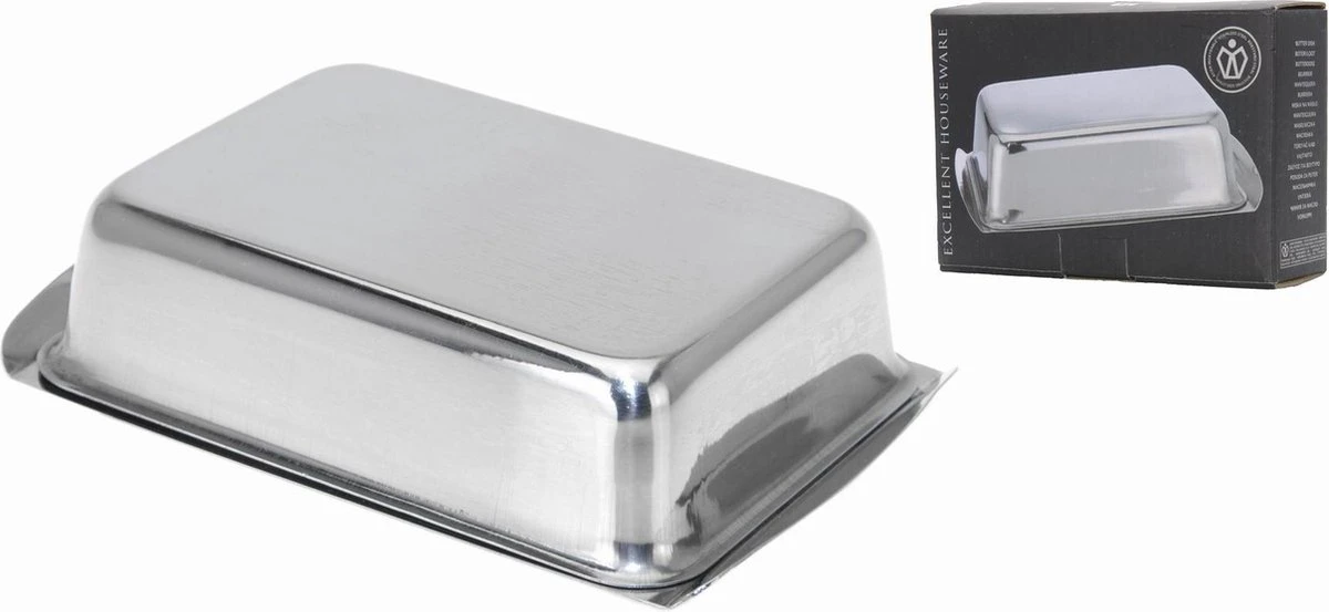 Merkloos Excellent Houseware Botervloot RVS - 16X11X4.5Cm 3 Merkloos Excellent Houseware Botervloot RVS - 16X11X4.5Cm