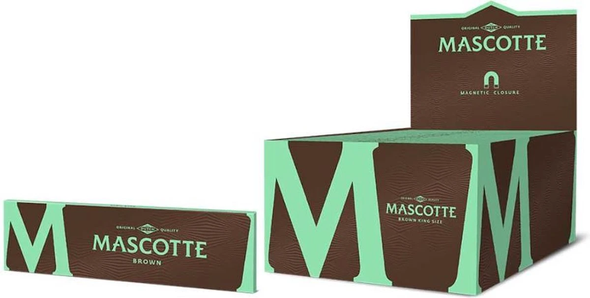 Mascotte Brown King Size Met Magnetische Sluiting - Lange Vloei - Mascotte Vloei - 10 Pakjes 4 Mascotte Brown King Size Met Magnetische Sluiting - Lange Vloei - Mascotte Vloei - 10 Pakjes - Afbeelding 2