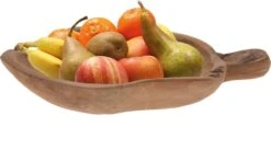 Fruitschaal Teak Hout Blad Vorm 35 X 22 Cm - Decoratieve Schalen Voor Groente En Fruit