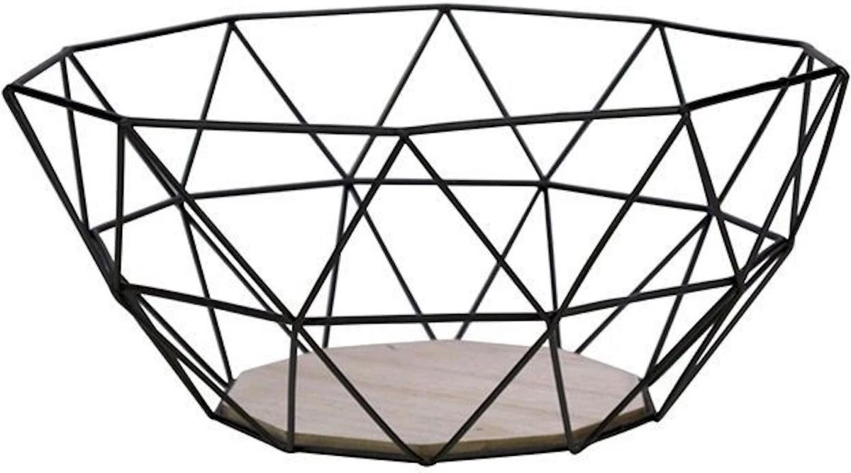 Gusta Fruitmand - Metaal - Hout - 26x25x12 Cm 3 Gusta Fruitmand - Metaal - Hout - 26x25x12 Cm