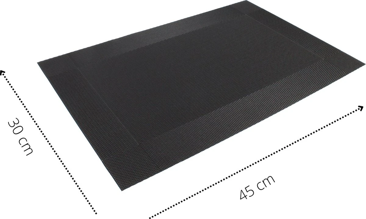 Four Love Placemats Kunststof - Kleur Zwart - Set Van 6 Stuks - Anti Slip Tafelbeschermer - Tafeldecoratie - Housewarming Cadeau - 45 X 30 Cm 5 Four Love Placemats Kunststof - Kleur Zwart - Set Van 6 Stuks - Anti Slip Tafelbeschermer - Tafeldecoratie - Housewarming Cadeau - 45 X 30 Cm - Afbeelding 3