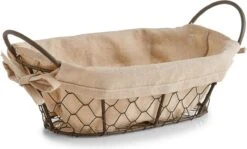 1x Vintage Brood Serveer Mandjes Metaaldraad 26 X 17 Cm - Zeller - Keukenbenodigdheden - Tafel Dekken - Ontbijten/Brunchen/Lunchen - Broodjes/bolletjes Serveren - Broodmanden