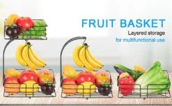 SensaHome - Fruitmand Met Bananenhouder - Vierkant 2-Laags Zwart - Fruitschaal - Etagere - Metaal - Industrial - Modern 21 SensaHome - Fruitmand Met Bananenhouder - Vierkant 2-Laags Zwart - Fruitschaal - Etagere - Metaal - Industrial - Modern -KitchenAids Winkel 1200x742