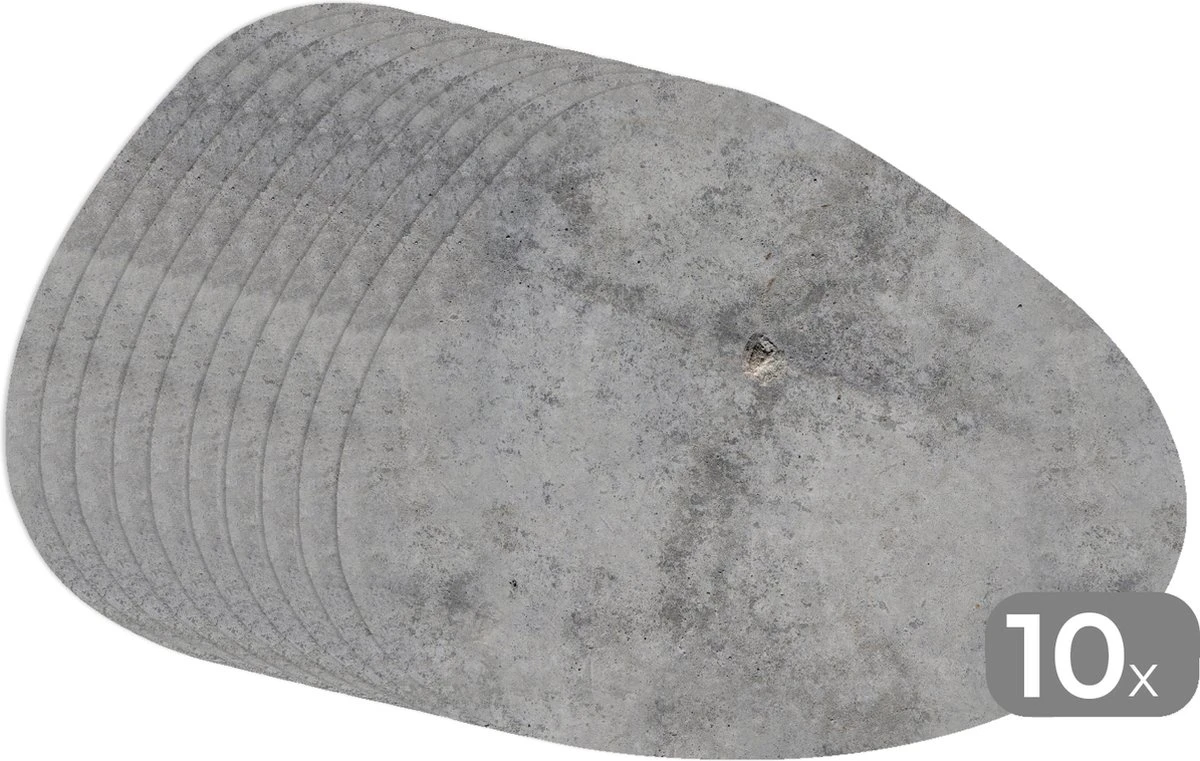 Placemat Organisch - Placemats Organic - Onderleggers - Beton Print - Grijs - Patronen - 10 Stuks 3 Placemat Organisch - Placemats Organic - Onderleggers - Beton Print - Grijs - Patronen - 10 Stuks