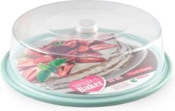 Ronde Taart/gebak Bewaardoos Transparant 32 X 9,5 Cm Met Mintgroene Bodem - Taart Bewaren/serveren In Box/doos