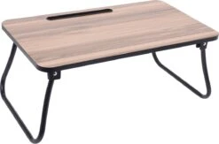 Dienblad - Uitklapbare Pootjes - Zwart Metaal - Ontbijt Op Bed - MDF - 52x30x22 Cm