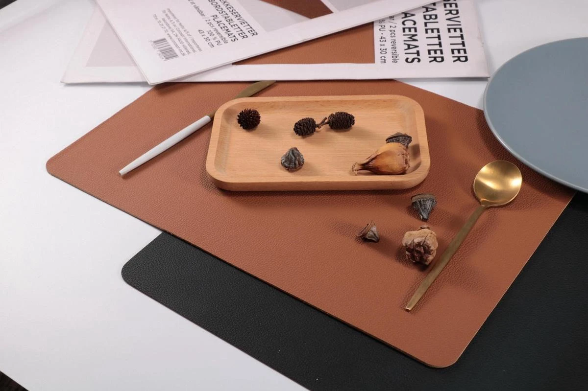 Jay Hill Placemats - Vegan Leer - Zwart - 46 X 33 Cm - 6 Stuks 8 Jay Hill Placemats - Vegan Leer - Zwart - 46 X 33 Cm - 6 Stuks - Afbeelding 6