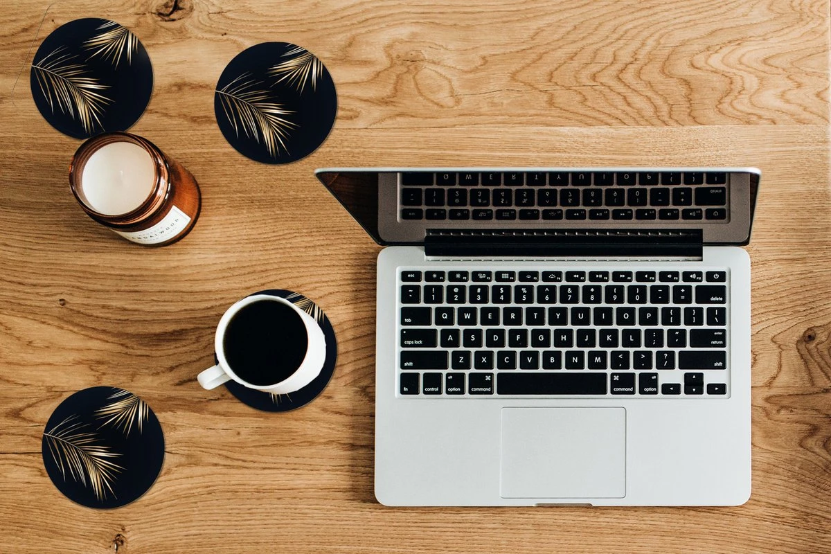 Onderzetters Voor Glazen - Goud Print - Zwart - Rond - Planten - Onderleggers Voor Glazen - 10x10 Cm - 6 Stuks 5 Onderzetters Voor Glazen - Goud Print - Zwart - Rond - Planten - Onderleggers Voor Glazen - 10x10 Cm - 6 Stuks - Afbeelding 3