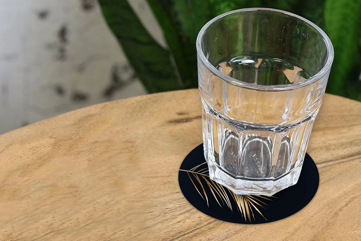 Onderzetters Voor Glazen - Goud Print - Zwart - Rond - Planten - Onderleggers Voor Glazen - 10x10 Cm - 6 Stuks 9 Onderzetters Voor Glazen - Goud Print - Zwart - Rond - Planten - Onderleggers Voor Glazen - 10x10 Cm - 6 Stuks - Afbeelding 7