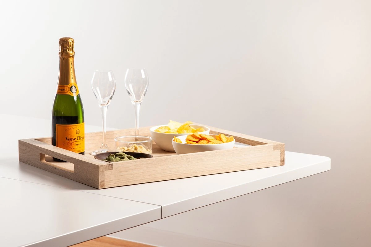 Longshore Eiken Dienblad Met Handvat , Groot Decoratief Serveerplank Voor De Keuken, Houten Dienblad Rechthoekig, 45 X 35 X 4,5 Cm, Eik 5 Longshore Eiken Dienblad Met Handvat , Groot Decoratief Serveerplank Voor De Keuken, Houten Dienblad Rechthoekig, 45 X 35 X 4,5 Cm, Eik - Afbeelding 3