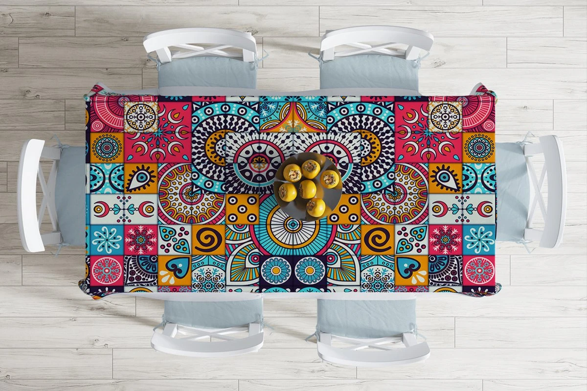 De Groen Home Bedrukt Velvet Textiel Tafelkleed - Multi Patroon - Fluweel - 135x220 4 De Groen Home Bedrukt Velvet Textiel Tafelkleed - Multi Patroon - Fluweel - 135x220 - Afbeelding 2