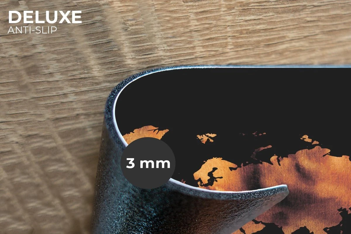 Placemat - Placemats Kunststof - Wereldkaart - Bruin - Zwart - 45x30 Cm - 6 Stuks - Hittebestendig - Anti-Slip - Onderlegger - Afneembaar 4 Placemat - Placemats Kunststof - Wereldkaart - Bruin - Zwart - 45x30 Cm - 6 Stuks - Hittebestendig - Anti-Slip - Onderlegger - Afneembaar - Afbeelding 2