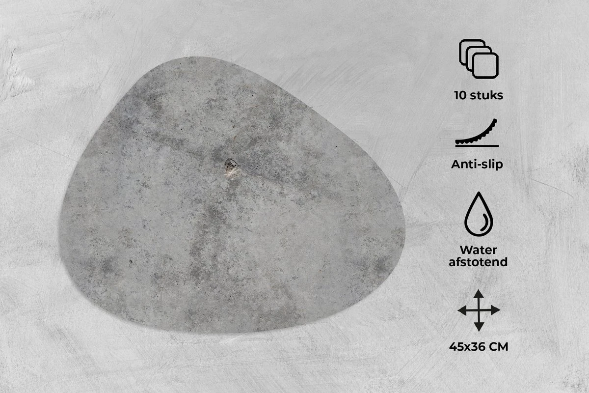 Placemat Organisch - Placemats Organic - Onderleggers - Beton Print - Grijs - Patronen - 10 Stuks 8 Placemat Organisch - Placemats Organic - Onderleggers - Beton Print - Grijs - Patronen - 10 Stuks - Afbeelding 6