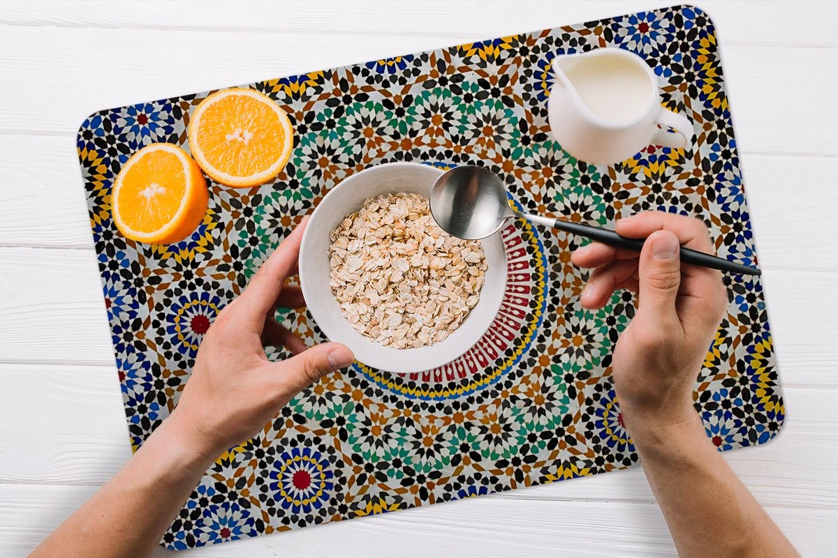 Placemat - Placemats Kunststof - Een Bovenaanzicht Van Marokkaans Mozaïek - 45x30 Cm - 6 Stuks - Hittebestendig - Anti-Slip - Onderlegger - Afneembaar 9 Placemat - Placemats Kunststof - Een Bovenaanzicht Van Marokkaans Mozaïek - 45x30 Cm - 6 Stuks - Hittebestendig - Anti-Slip - Onderlegger - Afneembaar - Afbeelding 7