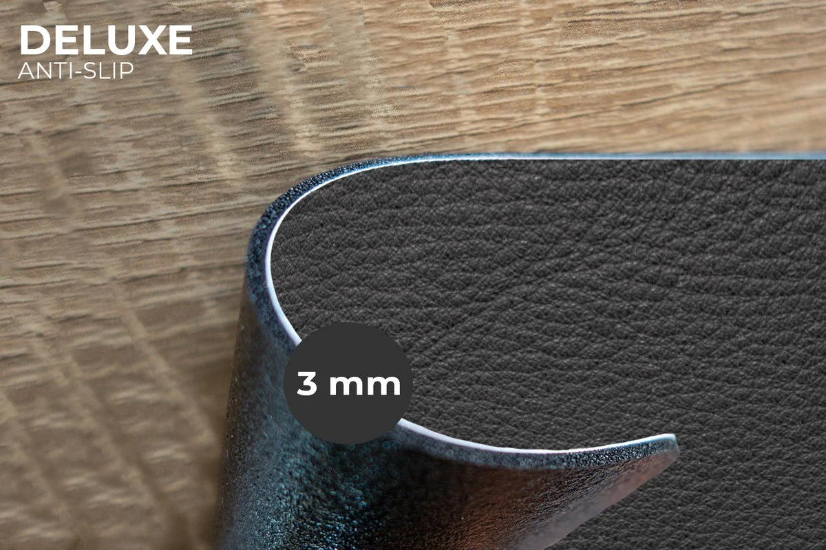 Placemat - Placemats Kunststof - Leer - Lederlook - Zwart - Grijs - 45x30 Cm - 6 Stuks - Hittebestendig - Anti-Slip - Onderlegger - Afneembaar 4 Placemat - Placemats Kunststof - Leer - Lederlook - Zwart - Grijs - 45x30 Cm - 6 Stuks - Hittebestendig - Anti-Slip - Onderlegger - Afneembaar - Afbeelding 2