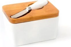 Merkloos Luchtdichte Multifunctionele Botervloot Met Deksel - Porselein - Duurzaam - Vershouddoos - Incl. Mesje (RVS) -KitchenAids Winkel 1200x804 2