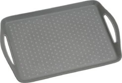 Dienblad Rechthoekig - Anti-slip Dienblad - Diep Dienblad Met Antislip - Met Handvatten - 45.5 X 32 X 4.5 Cm - Kleur: Grijs