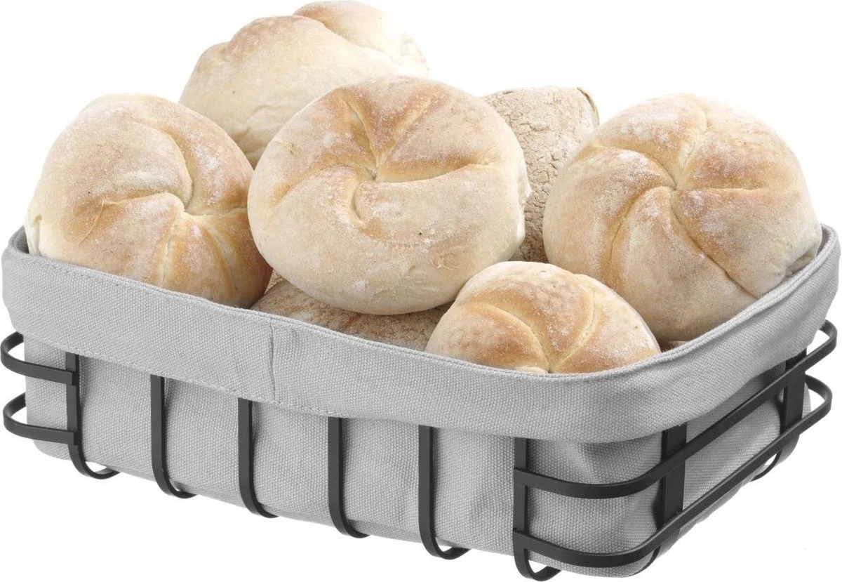 Hendi Broodmand Met Zak - Rechthoekig Broodmandje Stof - Luxe Broodmandje Met Binnenvoering - 25x18x(H)8,5cm 3 Hendi Broodmand Met Zak - Rechthoekig Broodmandje Stof - Luxe Broodmandje Met Binnenvoering - 25x18x(H)8,5cm