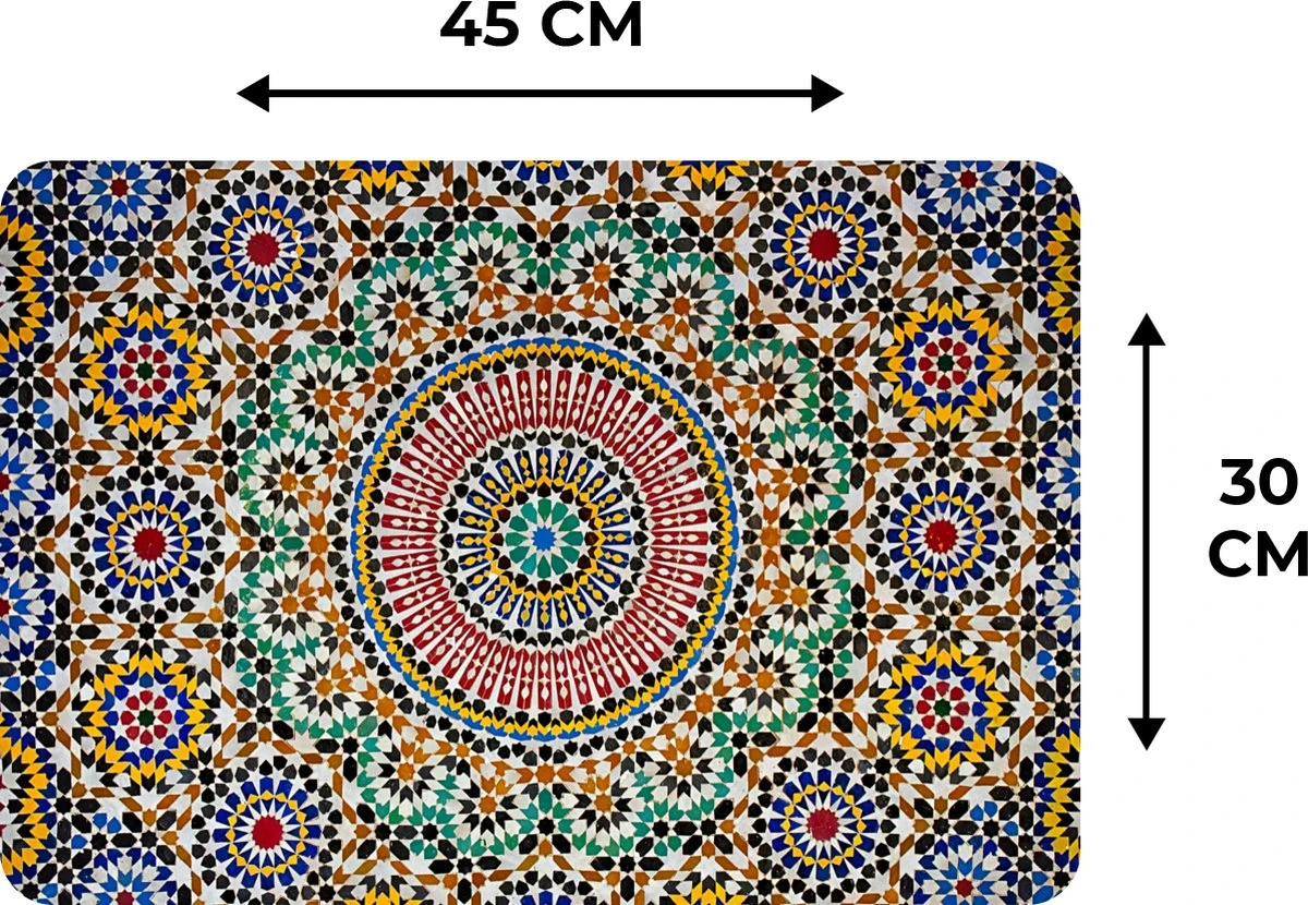 Placemat - Placemats Kunststof - Een Bovenaanzicht Van Marokkaans Mozaïek - 45x30 Cm - 6 Stuks - Hittebestendig - Anti-Slip - Onderlegger - Afneembaar 8 Placemat - Placemats Kunststof - Een Bovenaanzicht Van Marokkaans Mozaïek - 45x30 Cm - 6 Stuks - Hittebestendig - Anti-Slip - Onderlegger - Afneembaar - Afbeelding 6