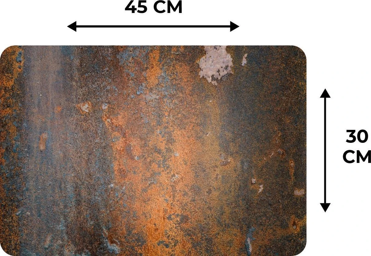 Placemat - Placemats Kunststof - Staal - Vintage - Roest - 45x30 Cm - 6 Stuks - Hittebestendig - Anti-Slip - Onderlegger - Afneembaar 7 Placemat - Placemats Kunststof - Staal - Vintage - Roest - 45x30 Cm - 6 Stuks - Hittebestendig - Anti-Slip - Onderlegger - Afneembaar - Afbeelding 5
