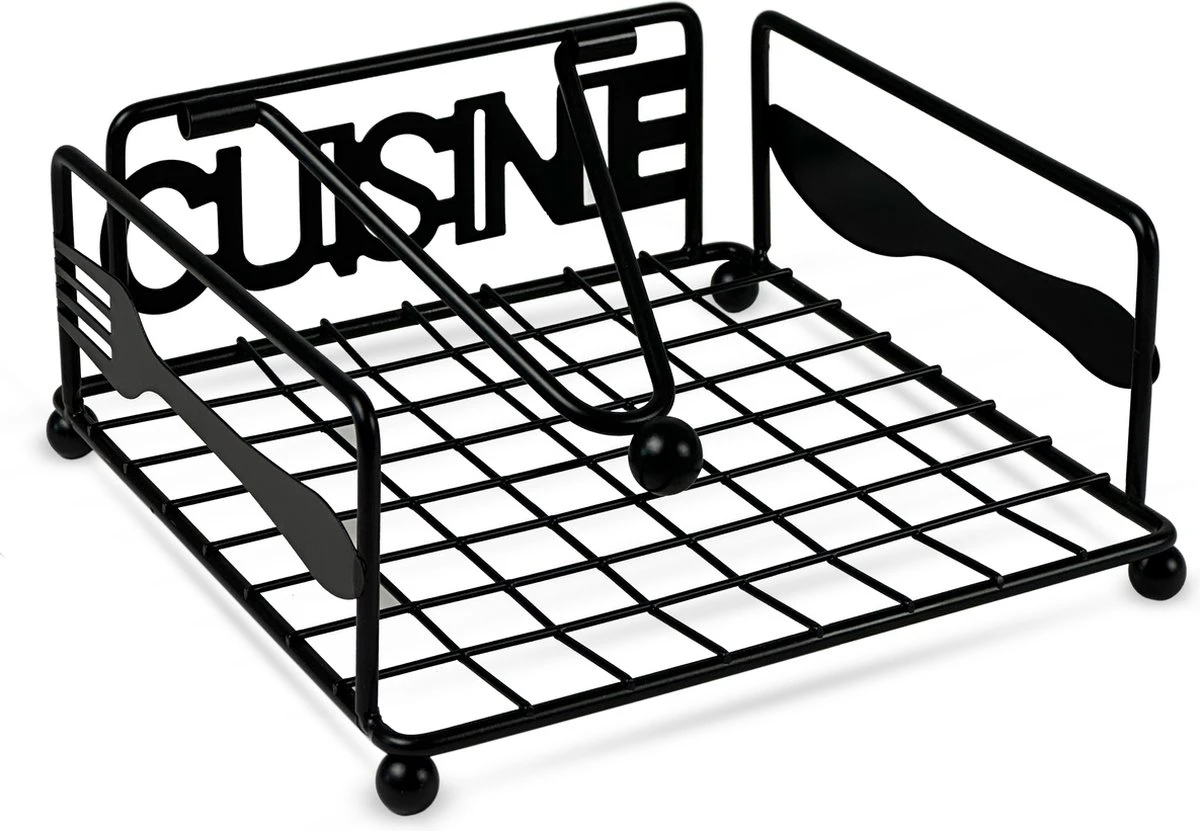 Servethouder - Servettenhouder - Houder Voor Servetten - RVS - Zwart 3 Servethouder - Servettenhouder - Houder Voor Servetten - RVS - Zwart