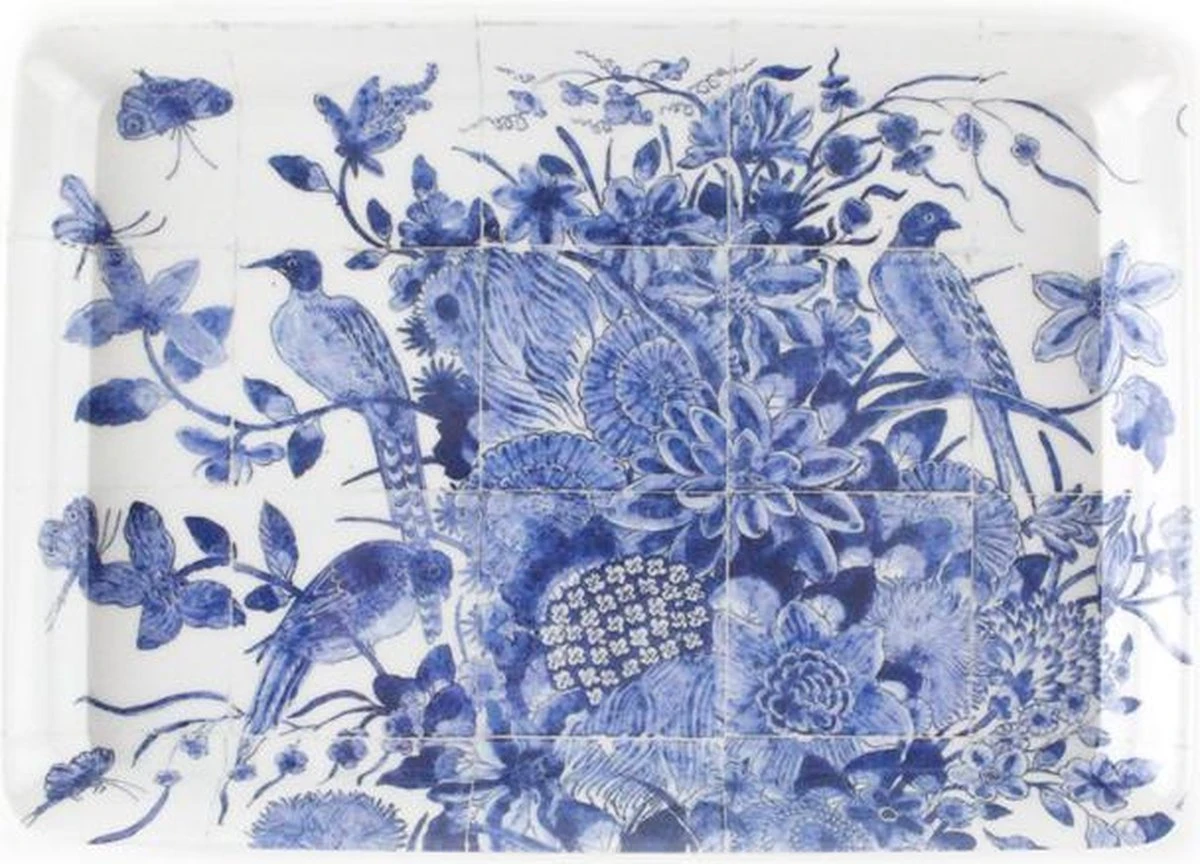 Dienblaadje, Mini 21 X 14 Cm, Delfts Blauwe Vogels, Tegeltableau Rijksmuseum 3 Dienblaadje, Mini 21 X 14 Cm, Delfts Blauwe Vogels, Tegeltableau Rijksmuseum