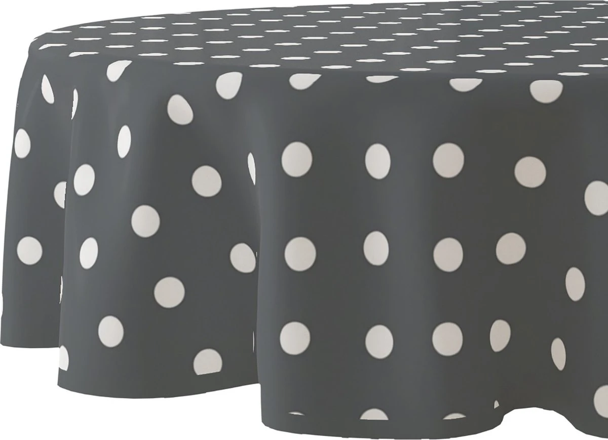 Tafelzeil Rond Stip Grijs - 160cm 3 Tafelzeil Rond Stip Grijs - 160cm