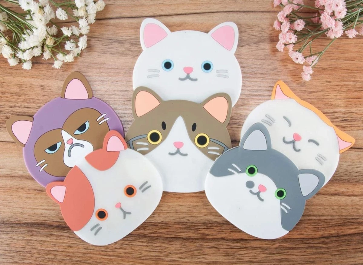 Fako Bijoux® - Katten Onderzetters - Onderzetters Voor Glazen - Katten Accessoires - Katten Decoraties - Set Van Zes Onderzetters - Hittebestendig - Antislip - Kattenliefhebber 5 Fako Bijoux® - Katten Onderzetters - Onderzetters Voor Glazen - Katten Accessoires - Katten Decoraties - Set Van Zes Onderzetters - Hittebestendig - Antislip - Kattenliefhebber - Afbeelding 3