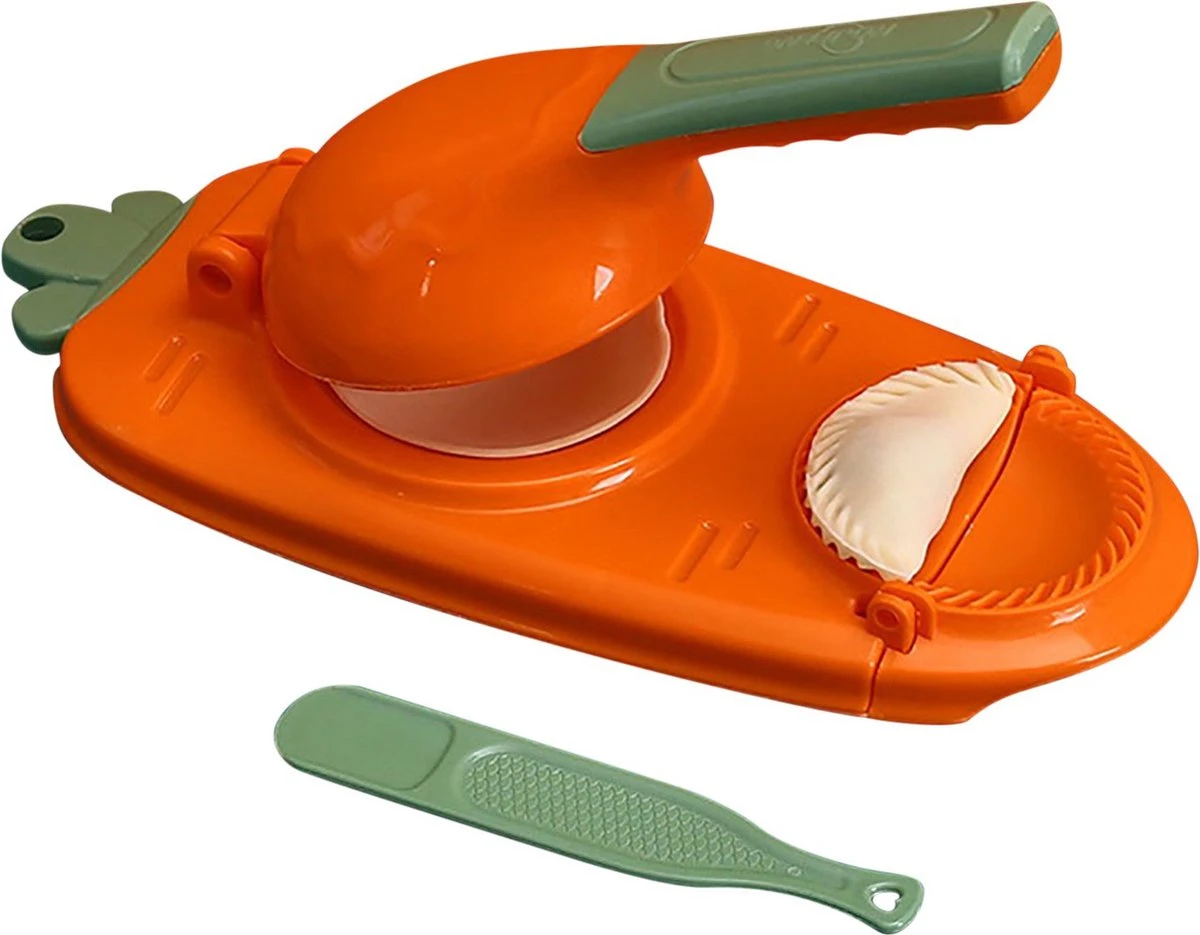 2-in-1 Dumpling Maker - Deeg Pers & Knoedelvorm - Ook Voor Pastei, Empanada En Ravioli - Dumplings Machine - Oranje 3 2-in-1 Dumpling Maker - Deeg Pers & Knoedelvorm - Ook Voor Pastei, Empanada En Ravioli - Dumplings Machine - Oranje