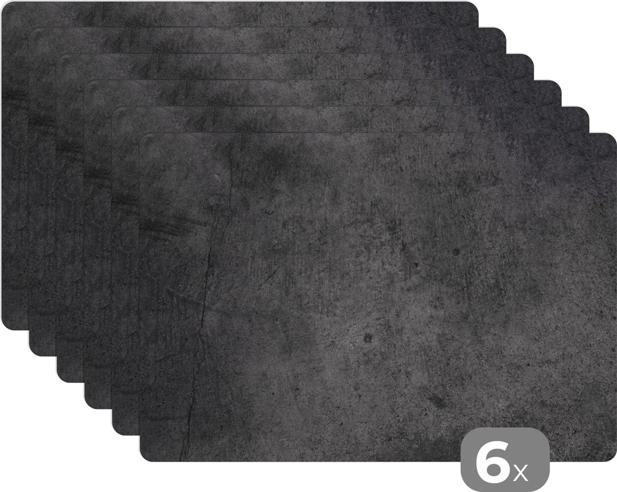 Placemat - Beton Design - Vintage - Zwart - Tafeldecoratie - Tafelbeschermer - Placemats - 6 Stuks - 45x30 Cm 3 Placemat - Beton Design - Vintage - Zwart - Tafeldecoratie - Tafelbeschermer - Placemats - 6 Stuks - 45x30 Cm