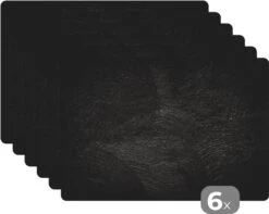 Placemat - Placemats Kunststof - Beton - Zwart - Industrieel - 45x30 Cm - 6 Stuks - Hittebestendig - Anti-Slip - Onderlegger - Afneembaar