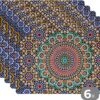 Placemat - Placemats Kunststof - Een Bovenaanzicht Van Marokkaans Mozaïek - 45x30 Cm - 6 Stuks - Hittebestendig - Anti-Slip - Onderlegger - Afneembaar