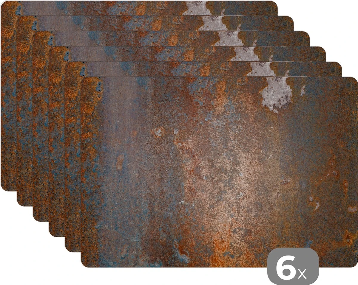 Placemat - Placemats Kunststof - Staal - Vintage - Roest - 45x30 Cm - 6 Stuks - Hittebestendig - Anti-Slip - Onderlegger - Afneembaar 11 Placemat - Placemats Kunststof - Staal - Vintage - Roest - 45x30 Cm - 6 Stuks - Hittebestendig - Anti-Slip - Onderlegger - Afneembaar - Afbeelding 9
