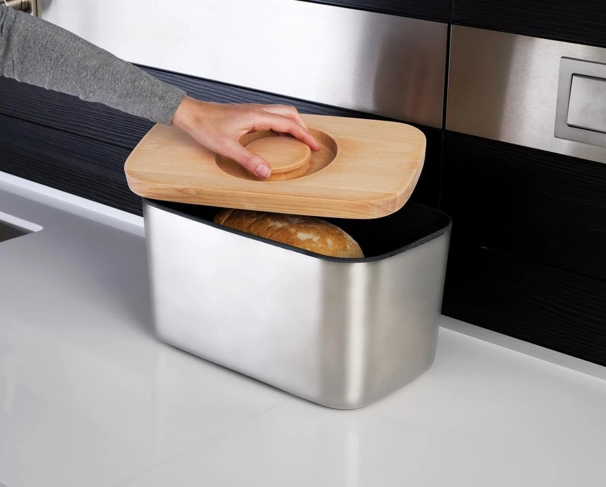 Joseph Joseph Broodtrommel Incl. Snijplankdeksel - 18x21,5x35,5 Cm - Zwart 4 Joseph Joseph Broodtrommel Incl. Snijplankdeksel - 18x21,5x35,5 Cm - Zwart - Afbeelding 2