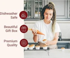 Premium Spuitzak Set Van 6 - Grote Herbruikbare Spuitzak Van Katoen, Vaatwasserbestendig Met Geschenkverpakking, 6 Roestvrijstalen Spuitmonden, Adapter, Reinigingsborstel En E-book Met Tips Van Kitchtic. -KitchenAids Winkel 1200x986