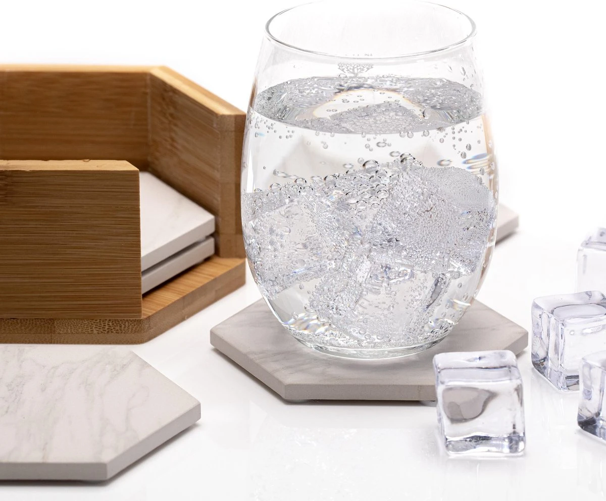 Onderzetters Voor Glazen - Keramische Onderzetters Met Houder - Marmeren Uitstraling - 100% Keramisch - Ecologisch - 6st - BAULK® 6 Onderzetters Voor Glazen - Keramische Onderzetters Met Houder - Marmeren Uitstraling - 100% Keramisch - Ecologisch - 6st - BAULK® - Afbeelding 4