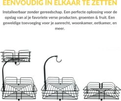 SensaHome - Fruitmand Met Bananenhouder - Vierkant 2-Laags Zwart - Fruitschaal - Etagere - Metaal - Industrial - Modern 27 SensaHome - Fruitmand Met Bananenhouder - Vierkant 2-Laags Zwart - Fruitschaal - Etagere - Metaal - Industrial - Modern -KitchenAids Winkel 1200x994