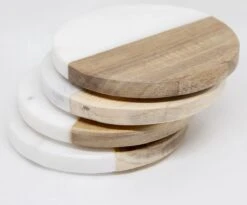 Onderzetter Rond Julia - Hout / Marmer | Onderzetter Voor Glazen | Set Van 6 -KitchenAids Winkel 1200x997 2