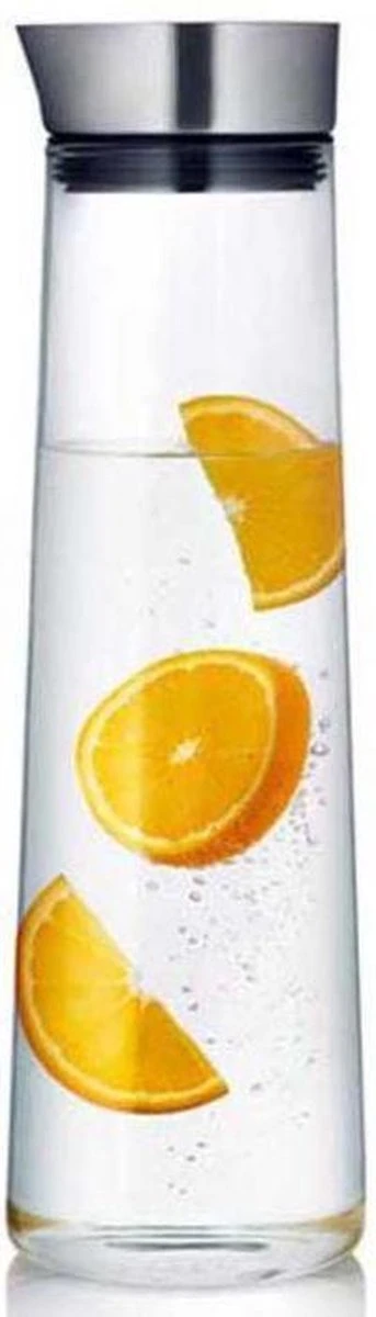 Krumble Karaf Van Glas - Waterkan - Met Deksel - 10,5 X 33 Cm (dxh) - 1,5 Liter - Glas En RVS 3 Krumble Karaf Van Glas - Waterkan - Met Deksel - 10,5 X 33 Cm (dxh) - 1,5 Liter - Glas En RVS