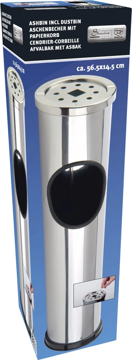 Merkloos Staande Asbak - Voor Binnen En Buiten - RVS - Eenvoudig Te Reinigen - Zilverkleurig 4 Merkloos Staande Asbak - Voor Binnen En Buiten - RVS - Eenvoudig Te Reinigen - Zilverkleurig - Afbeelding 2