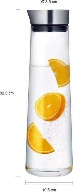 Krumble Karaf Van Glas - Waterkan - Met Deksel - 10,5 X 33 Cm (dxh) - 1,5 Liter - Glas En RVS 17 Krumble Karaf Van Glas - Waterkan - Met Deksel - 10,5 X 33 Cm (dxh) - 1,5 Liter - Glas En RVS -KitchenAids Winkel 458x1200