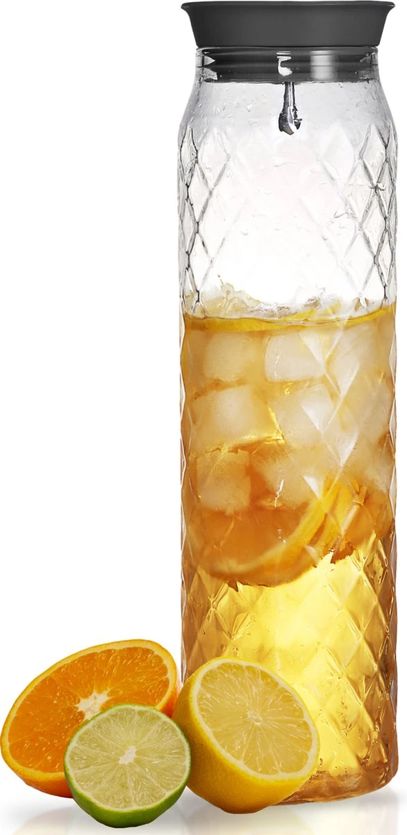 Waterkaraf 1.2L - Schenkkan Uit Glas - Waterkan Met Filter En Deksel 3 Waterkaraf 1.2L - Schenkkan Uit Glas - Waterkan Met Filter En Deksel