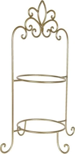 Clayre & Eef Etagère Voor 2 Borden 38x30x57 Cm Goudkleurig Ijzer Rond Borden Etagère Serveerschaal -KitchenAids Winkel 589x1200