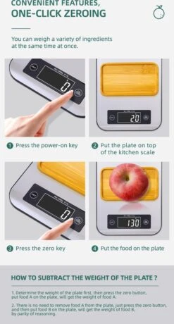 Smart Nutrition Scale - Keukenweegschaal - Digitaal & Bluetooth - APP Voor Android En IOS - Maximum Capaciteit 5 KG -KitchenAids Winkel 645x1200