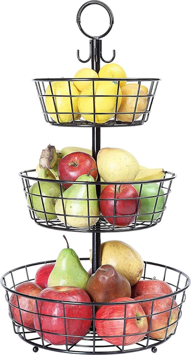 Fruitmand – Etagere 3 Laags – Fruitschaal – Fruitmand Zwart – Fruit Opbergmand – Aanrecht Organiser – Zwart 3 Fruitmand – Etagere 3 Laags – Fruitschaal – Fruitmand Zwart – Fruit Opbergmand – Aanrecht Organiser – Zwart