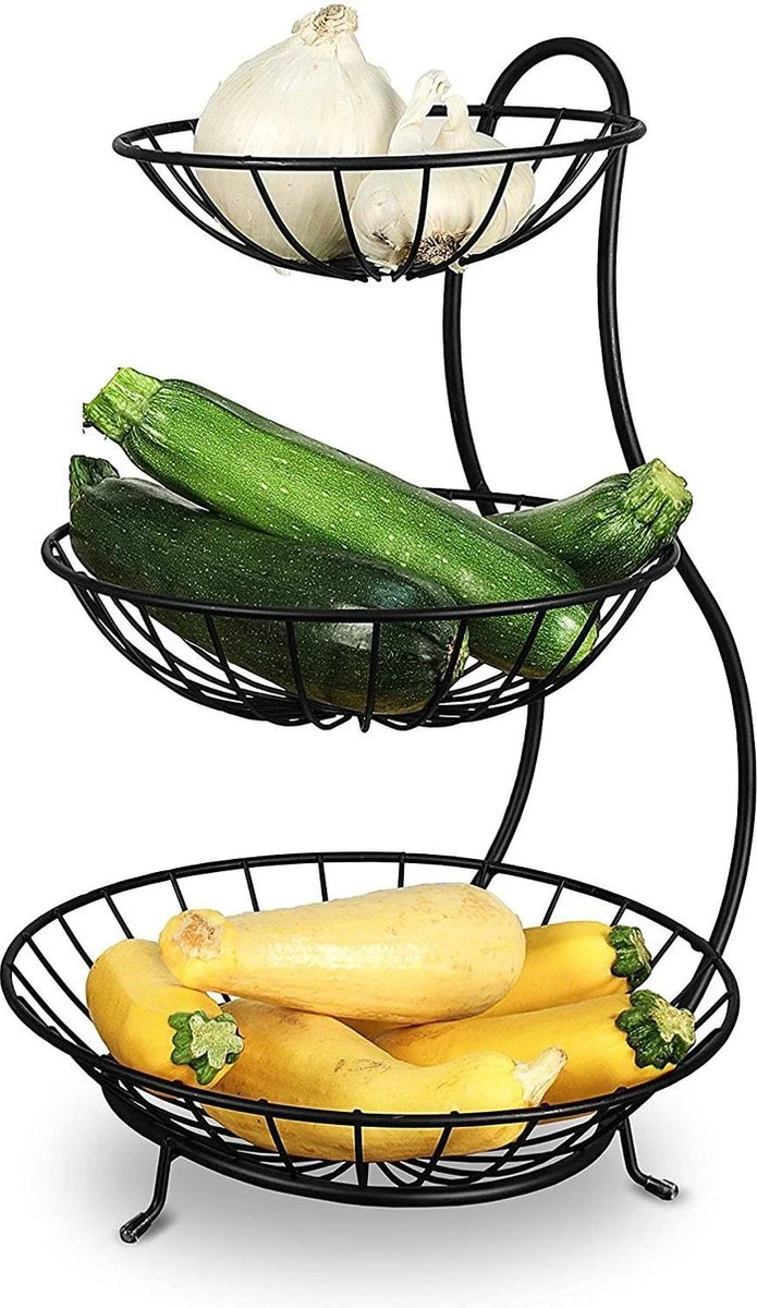 Fruitschaal - Etagere 3 Laags – Fruitmand Metaal - Schaal Decoratie - Voor Fruit / Groente / Snacks / Brood – RVS - 48 X 33 X 33 Cm 6 Fruitschaal - Etagere 3 Laags – Fruitmand Metaal - Schaal Decoratie - Voor Fruit / Groente / Snacks / Brood – RVS - 48 X 33 X 33 Cm - Afbeelding 4